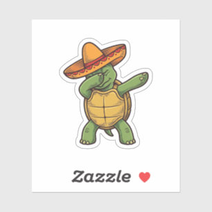 Sticker Dabbing Tortue Sombrero Vintage Vector Design_1