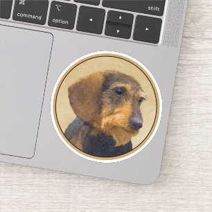 Sticker Dachshund (À poils durs) Peinture Chien Art origin