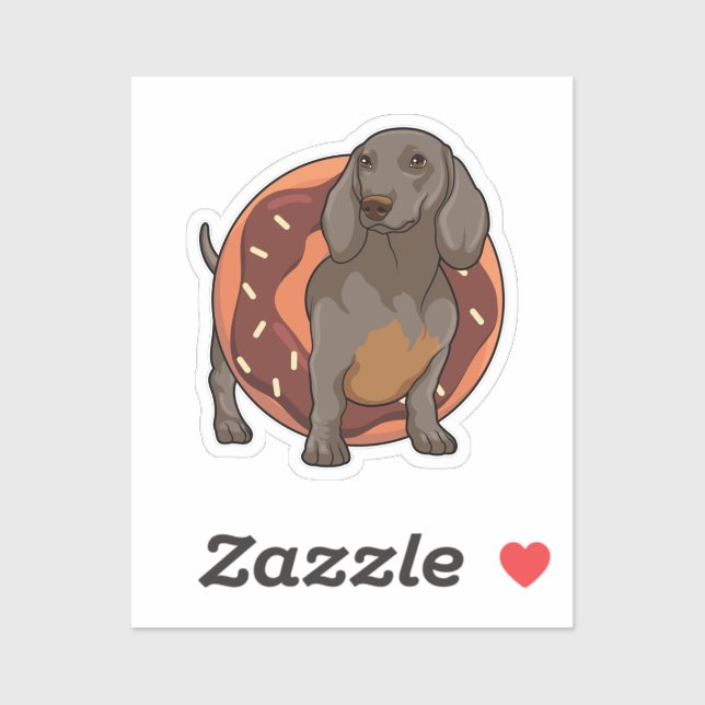 Sticker Dachshund avec Donut (Feuille)