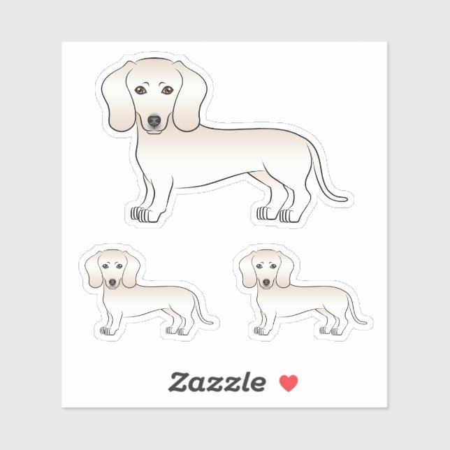 Sticker Dachshund Cartoon Chien Crème Anglaise Pelage Liss (Feuille)