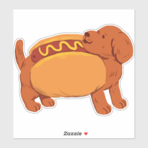 Sticker Dachshund Chien en costume hot chien Custom-Cut Vi