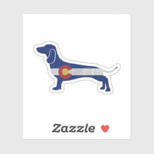 Sticker Dachshund Chien race Colorado Drapeau Silhouette