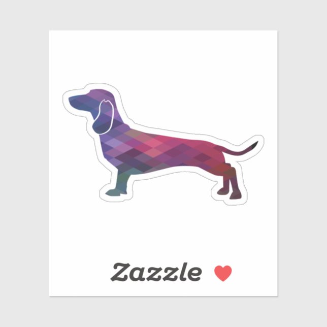 Sticker Dachshund Chien race Geo Silhouette Purple (Feuille)
