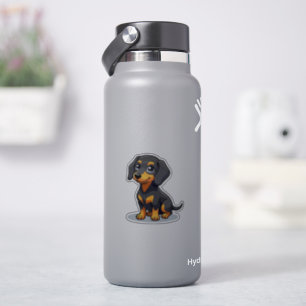Sticker Dachshund chiot Kawaii – Yeux de coeur