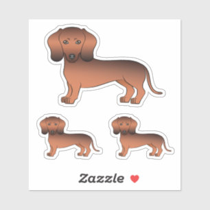 Sticker Dachshund de dessin animé mignon à poil lisse roug