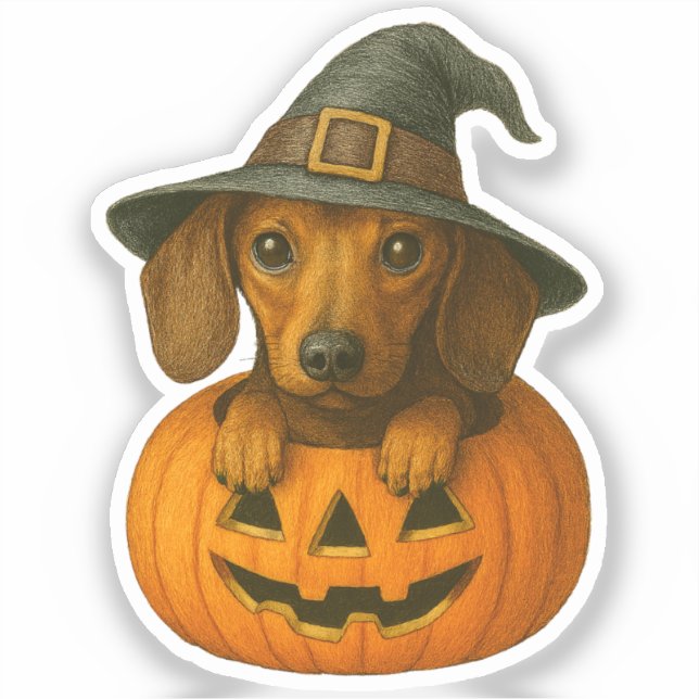 Sticker Dachshund en Citrouille (Recto)