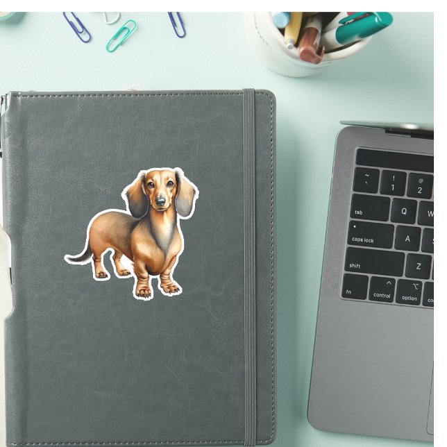 Sticker Dachshund Marron Animal  (Elegant Dachshund Sticker)