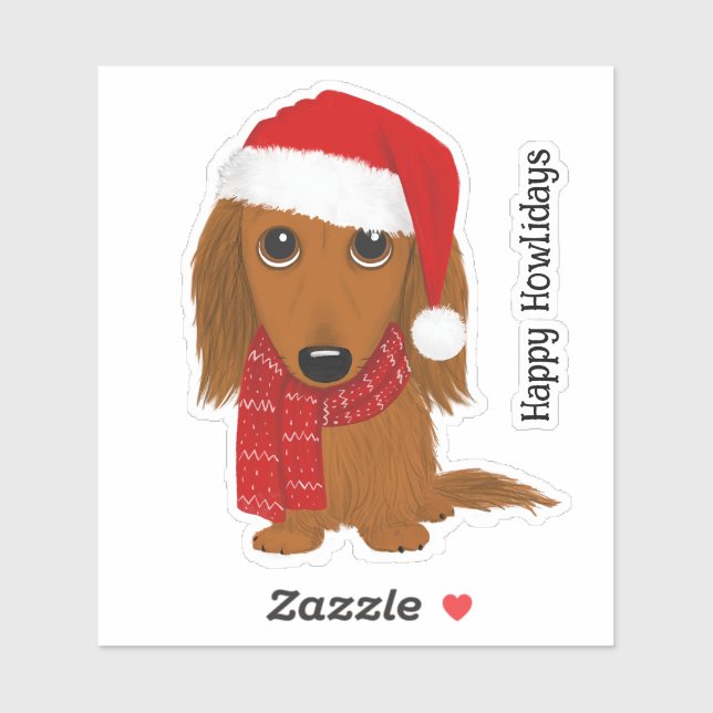 Sticker Dachshund Père Noël Wiener Chien Noël (Feuille)
