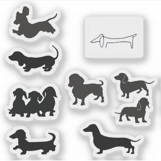 Sticker Dachshund Silhouette Noire (Devant)