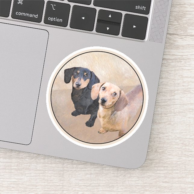 Sticker Dachshund (Smooth) Peinture - Art Chien original (Détail)