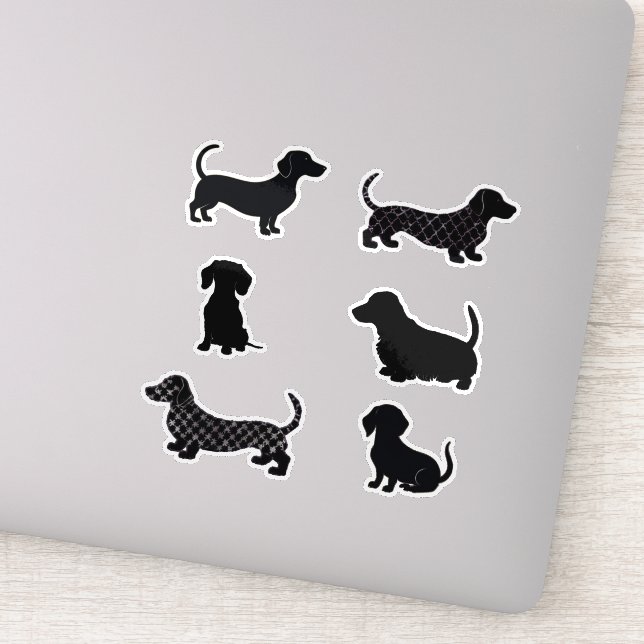 Sticker Dachshunds Mignons Découpe Silhouette de Chien en  (Détail)