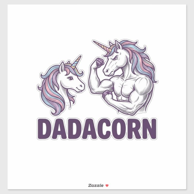 Sticker Dadacorn Funny Unicorn Dad Vector Shirt Design_1 (Feuille)
