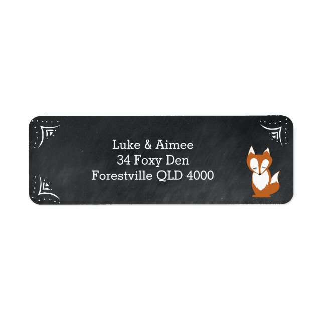 Sticker d'adresse Chalboard Woodland Fox (Devant)
