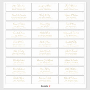 Sticker d'adresse Chic Gold Script Guest Names