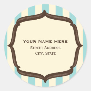 Sticker d'adresse de cirque vintage - Bleu