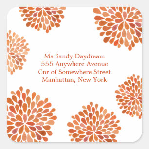 Sticker d'adresse de flambée Orange Autumn Bloom