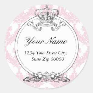 Sticker d'adresse de la Couronne Damask<Peach>