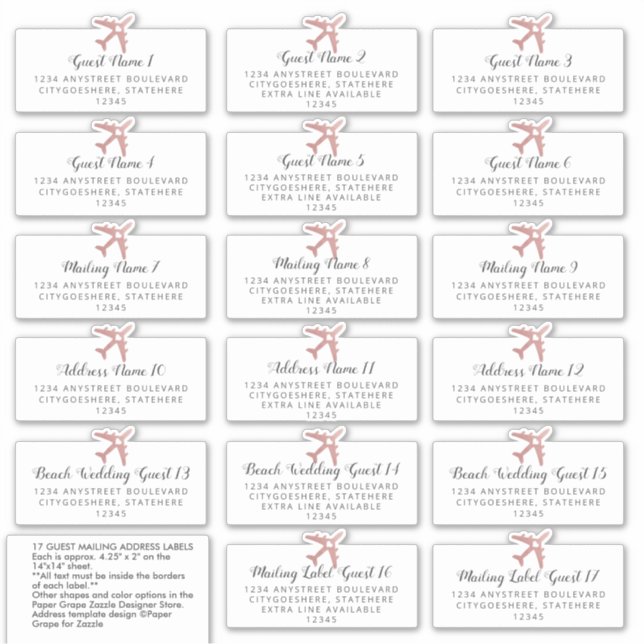 Sticker d'adresse de l'invité de mariage de destin (Devant)