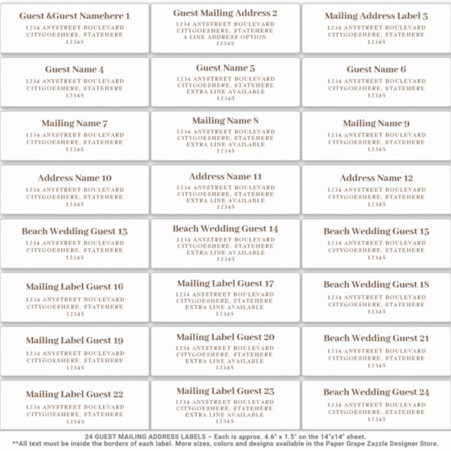 Sticker d'adresse de messagerie du mariage Brown (Devant)