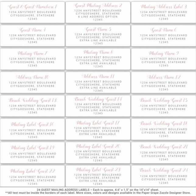 Sticker d'adresse de messagerie mariage Gray rose (Devant)