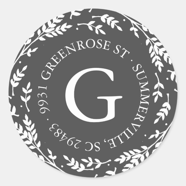 Sticker d'adresse de monogramme de couronne rustiq (Devant)