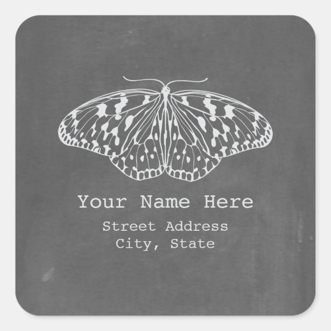 Sticker d'adresse de papillon inspiré du tableau d (Devant)