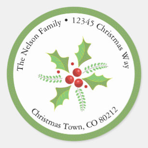 Sticker d'adresse de retour circulaire Holly Berri