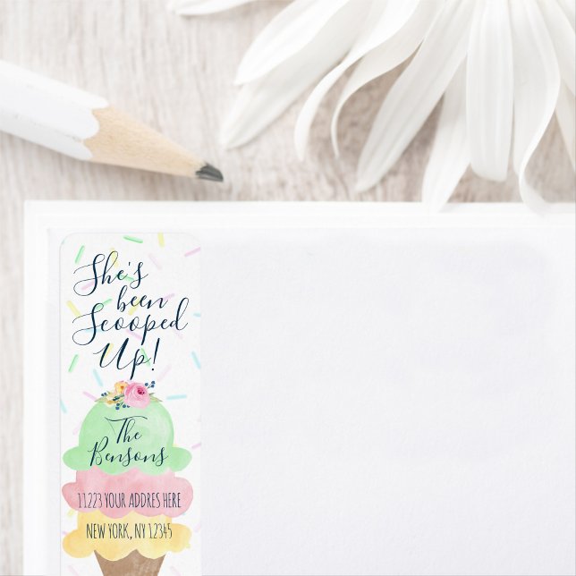 Sticker d'adresse de retour de crème glacée récupé (Créateur téléchargé)