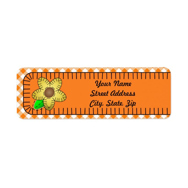 Sticker d'adresse de retour de Fleur Jaune GinBack (Devant)