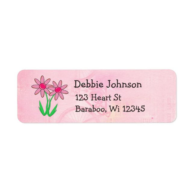 Sticker d'adresse de retour de fleurs roses (Devant)