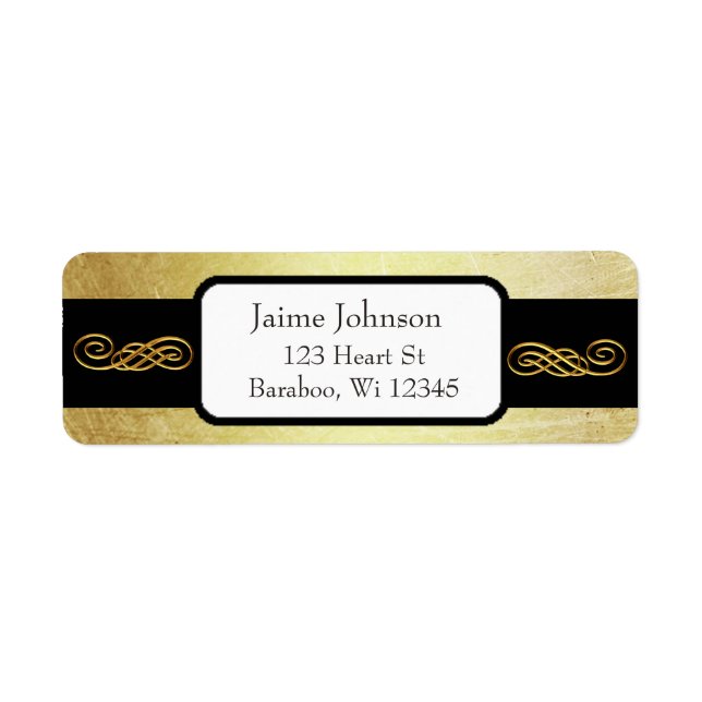 Sticker d'adresse de retour Gold et Black Classy (Devant)