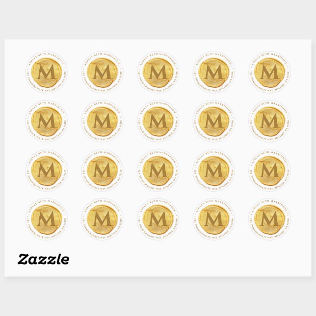 Sticker d'adresse de retour Monogram Gold Seal (Feuille)