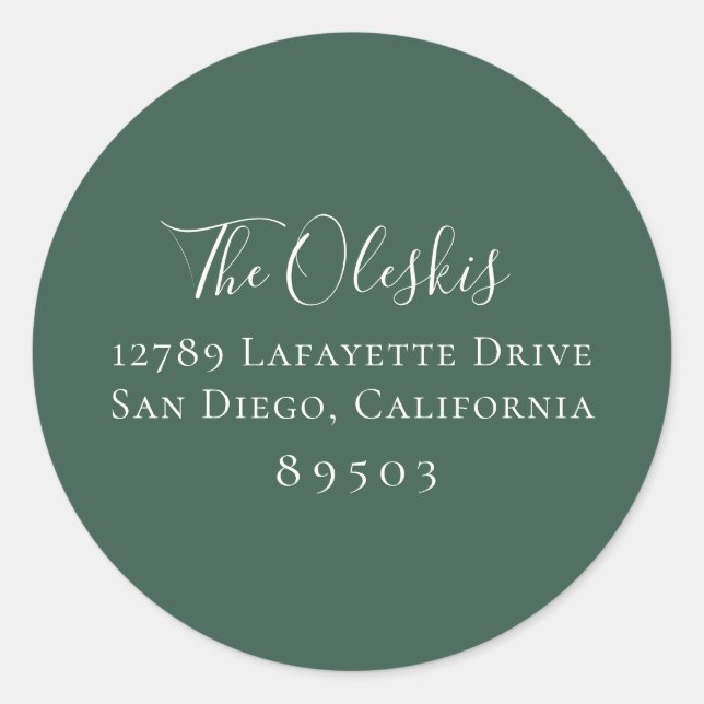 Sticker d'adresse de retour vert de chasseur Muet (Devant)