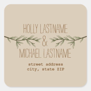 Sticker d'adresse des branches à feuillage persist