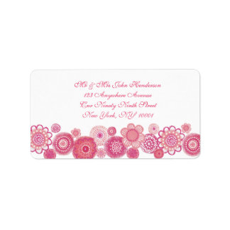 Sticker d'adresse florale rose et blanc