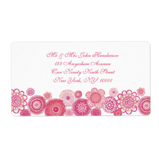 Sticker d'adresse florale rose et blanc