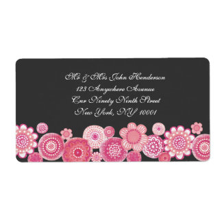 Sticker d'adresse florale rose et gris