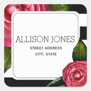 Sticker d'adresse Roses roses + Grilles