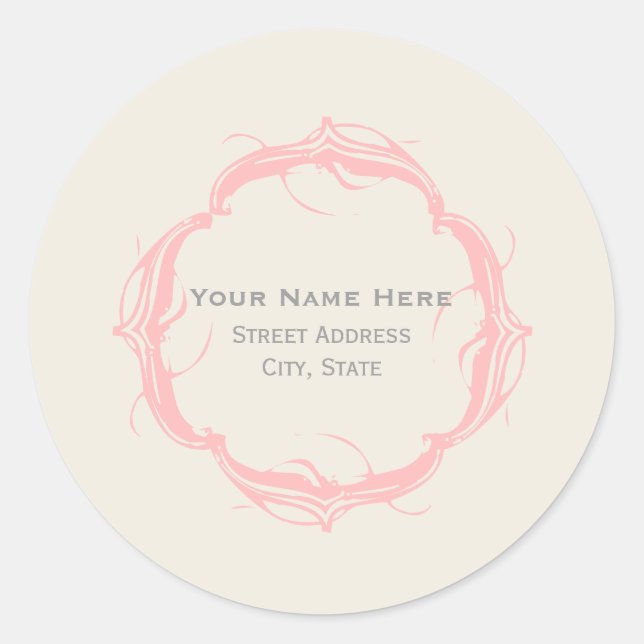 Sticker d'adresse vintage - rose (Devant)