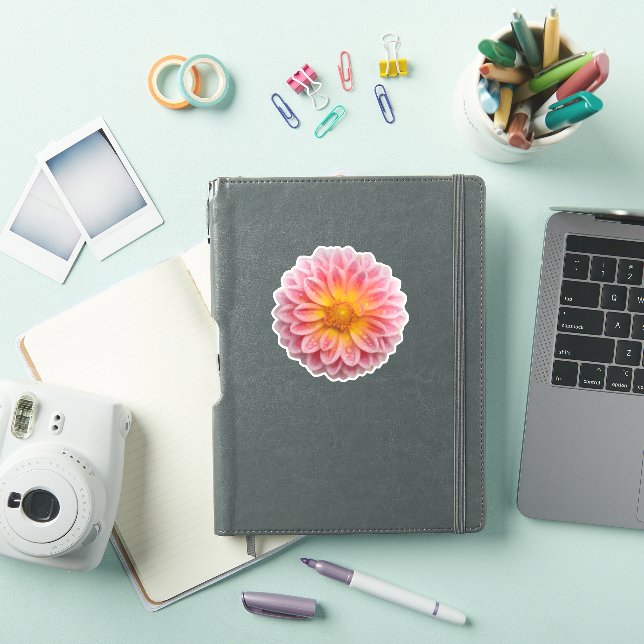 Sticker Dahlia rose et gouttes de ragoût (Couverture iPad)