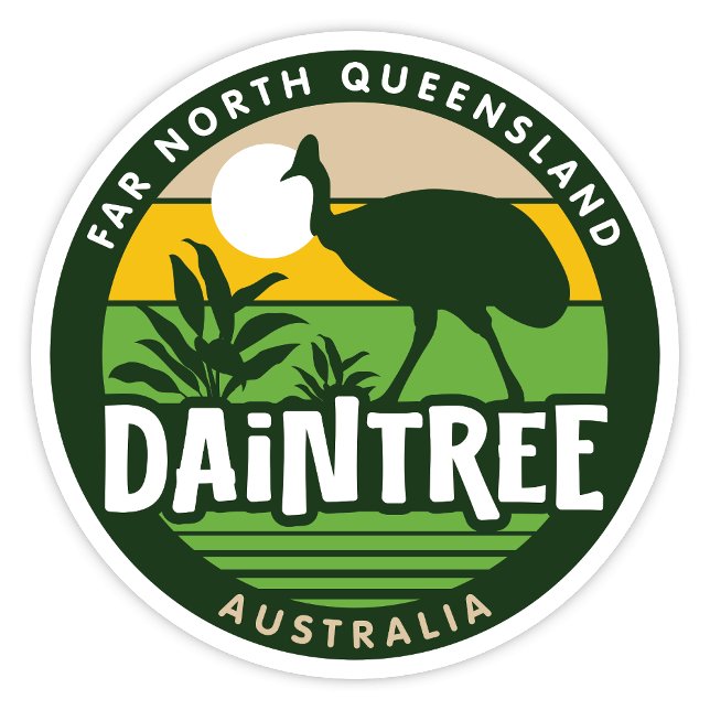 Sticker Daintree, Extrême Nord Queensland (Daintree, Far North Queensland Retro Round Sticker)