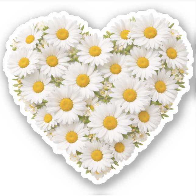 Sticker Daisy Heart April Birth Flower (Devant)