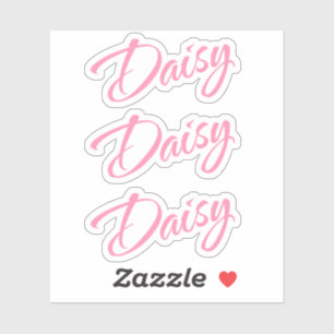 Sticker Daisy nom rose cursive police x3