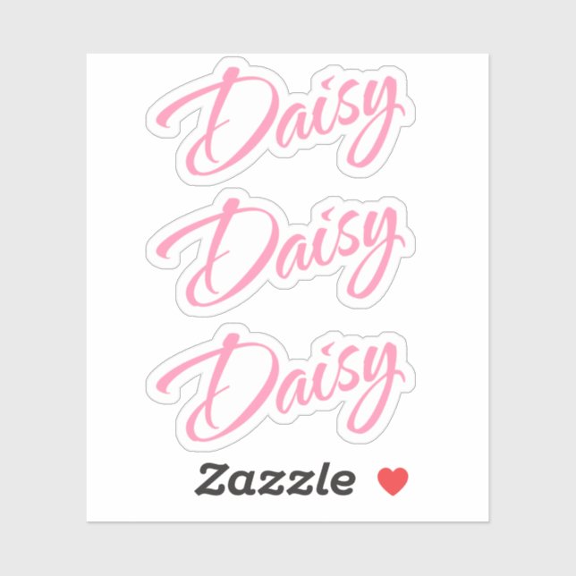 Sticker Daisy nom rose cursive police x3 (Feuille)