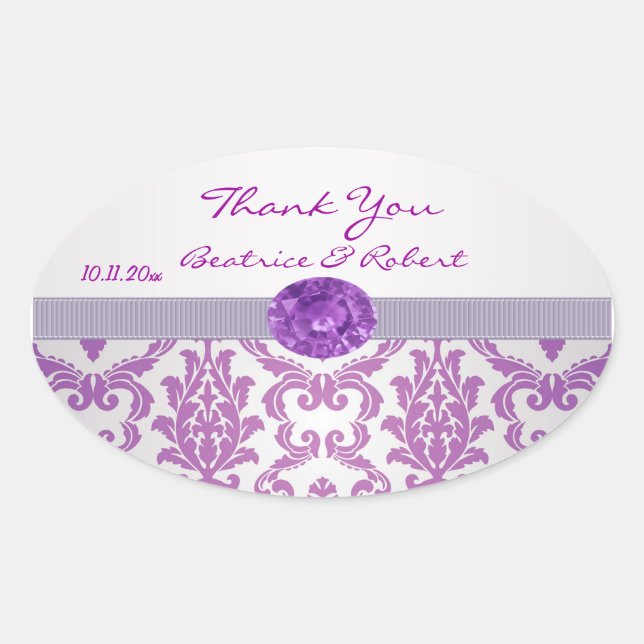 Sticker Damask violet en pierre de taille Merci (Devant)
