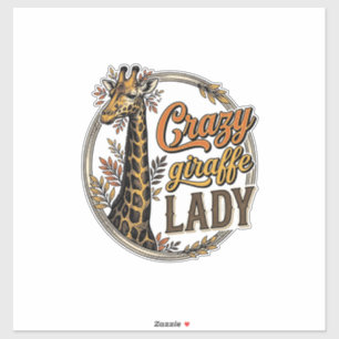Sticker Dame girafe folle design de t-shirt avec gravure v