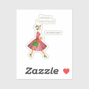 Sticker Dame rétro et noël