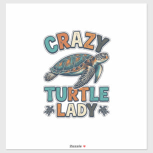 Sticker Dame Tortue Folle Design de Chemise Vintage Tortue