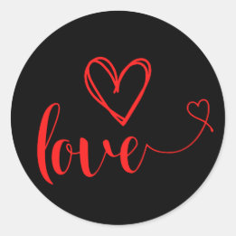 Sticker d'amour noir et rouge avec coeur
