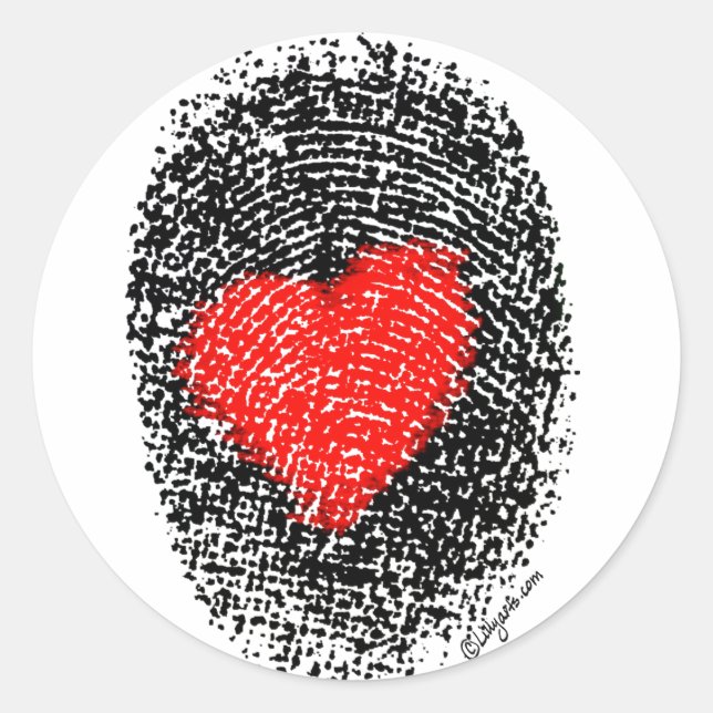 Sticker d'amour pour empreinte digitale cardiaque (Devant)